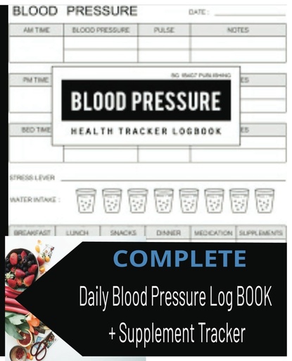 [BRSRAAT2OR6QECLH] Blood Pressure Journal 7.5"x9.25" 150 page's [with Supplement Tracker ] Blood Pressure Log Book For Daily Tracking