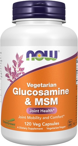 [BRSWIY32BQPGY2L2] AHORA Suplementos de alimentos, Glucosamina &amp; MSM (GreenGrown® Glucosamine), Vegetariano, 120 cápsulas de verduras