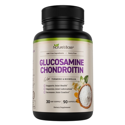 [BRSRAFIFOQNGM2DD] Nature's Base Glucosamine Chondroitin MSM Collagen - Joint Support Supplement for Mobility, Flexibility, & Comfort - with Turmeric, Boswellia - for Men & Women - 90 Capsules