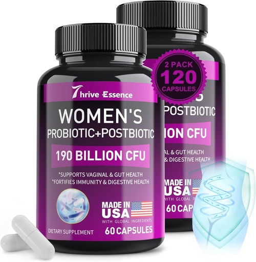 [BRSRA2QBDJ5GKE34] Probiotikoak emakumeentzat 190 Billion CFU - 10 Strains & Postbiotics for Wowen-Immune, Digestive, Gut, Vaginal & Urinary Health, PH Balance-k noizbehinkako asetzea onartzen du, Gas & Bloating, 120 kapsula