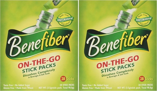 [BRSWIHAYPIDBEF3Y] Benefiber Stick Pack Fiber Supplement, smaksfri, oppløses helt 28-4g(0.14oz) 2PACK TOTALt 56 STICKS