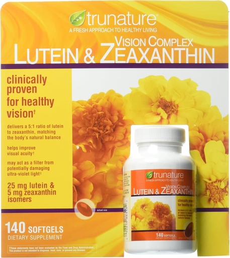 [BRSWIEDZBEPQIHQV] TruNature Vision Softgels Complex Lutein and Zeaxanthin Supplement, 140 Count