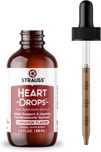 [BRSWGEI7BUBQAGQ6] Strauss Naturals Heartdrops, Herbal Heart Supplements with European Mistletoe and Extracts of Aged Garlic, 3.4 fl oz, Cinnamon Flavor