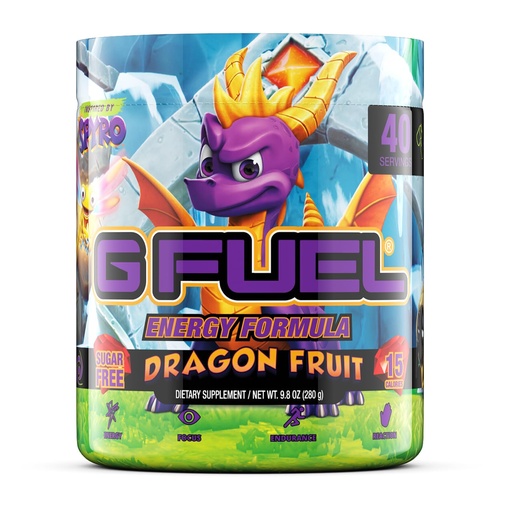 [BRSRMHQRBMIGGCDD] G Fuel Spyro The Dragon Energy Drink Powder, Pre Workout Caffeine Mix for Gaming, Sugar Free Focus Amino, Vitamin + Antioxidants, 9.8oz (Dragon Fruit, 40 Servings)
