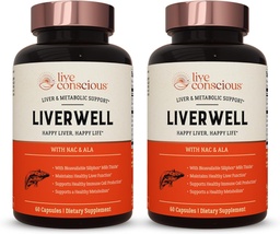LiverWell Liver Cleanse, Rejuvenation, Metabolic Support - Liver Supplement for Liver Health w/Highly Bioavailable Milk Thistle Extract, N-Acetyl Cysteine, Alpha Lipoic Acid, Zinc, Selenium - 2 Pack