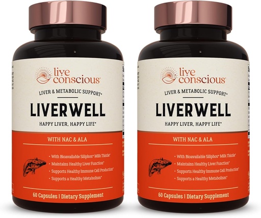 [BRSRO234BN5RGCL6] LiverWell Liver Cleanse, Rejuvenation, Metabolic Support - Liver Supplement for Liver Health w/Highly Bioavailable Milk Thistle Extract, N-Acetyl Cysteine, Alpha Lipoic Acid, Zinc, Selenium - 2 Pack