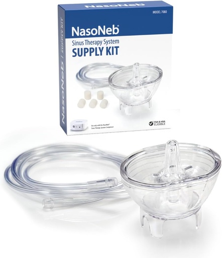[BRSW2C37PIFW2AIU] NASONEB Replacement Nasal Nebulizer Cup, Tubing, 5 Filters for NasoNeb Sinus Therapy System | Electric Nasal Irrigation System and Sinus Infection Treatment Delivery for Sinus Relief