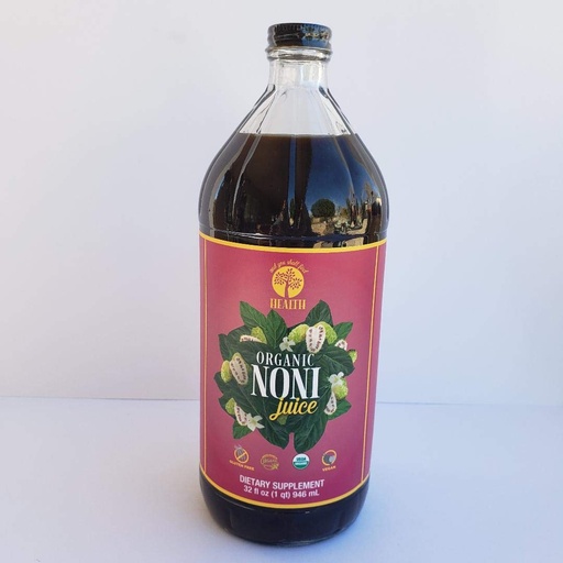 [BRSWYAANOEARQD3B] Organic Only NONI 100% Pure Fruit Juice 32oz (1qt) GLASS Bottle - Flavanol, Mineral & Vitamin Rich 30g Whole Noni Superfruit Per 1oz - Gluten-Free