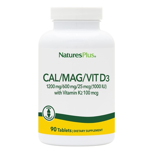 [BRSWIY34AJ4W2D3C] NaturesPlus Calcium/Magnesium/Vitamin D3 with Vitamin K2 - Supports Bone & Immune Health - Vegetarian, Gluten Free - 90 Tablets - 22.5 Servings