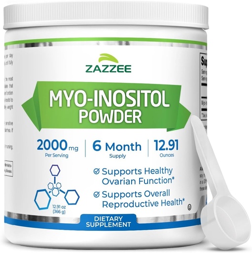 [BRSWKGATBUFQIYA7] Zazzee Myo-Inositol Powder, 6 Month Supply, 183 Servings, 2000 mg per Serving, Free Scoop for Exact Dosage, 12.91 Ounces, 100% Pure, All-Natural Fertility and Reproductive Support, Vegan, Non-GMO