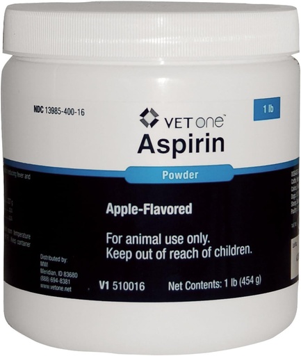 [BRSWI232CMPQI3DA] Vet One Apple Flavored Extra Strength Aspirin Powder for Horses Cattle Dogs & Livestock - Palatable - Aid in Reducing Fever & Mild Analgesia - 1 lb
