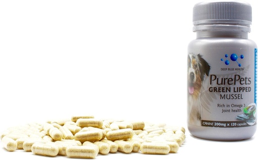 [BRSWGEDQOINGAFA2] PurePets New Zealand Green Lipped Mussel Capsules for Dogs and Cats - 200mg x 120 Capsules - for Hip & Joint Support - 100% Natural Arthritis Pain Relief - Mobility Supplement Inflammation Management