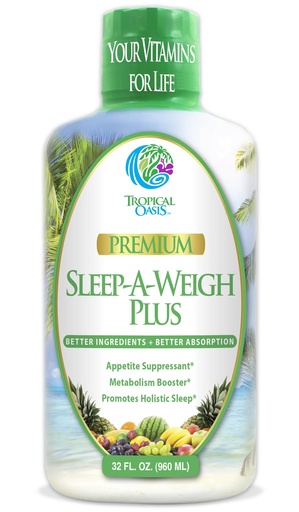 [BRSWIYQDDEOBW23Y] Tropical Oasis Sleep-A-Weigh Plus | Liquid Sleep Multimineral | w/Collagen, L-Carnitine, L-Lysine, Tonalin CLA, Apple Cider Vinegar, 5-HTP, Vitamins, 32 Fl Oz (Pack of 1), 33630