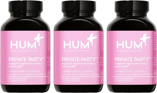 [BRSRMBT4OB6QEGQ6] HUM Private Party Vaginal Probiotika for kvinner, pH-balanse og urinbåndsstøtte Vaginal Probiotic Supplement med Cranberry & Lactobacillus Blend, kvinners helse Cranberry Pills, 90 kapsler