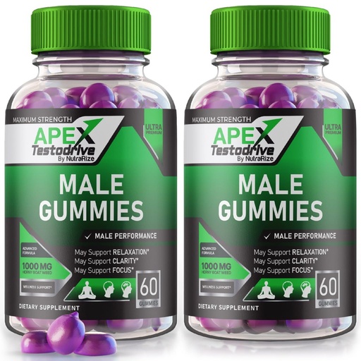 [BRSROBICOV5QAF37] (2 Pack) Apex Testodrive, Apex Testodrive Dietary Supplement for Men, Apex Testodrive Won All-Natural Formula for Overall Wellness and Peak Performance, Apex Testo Drive Gomitas Review (120 Gummies)