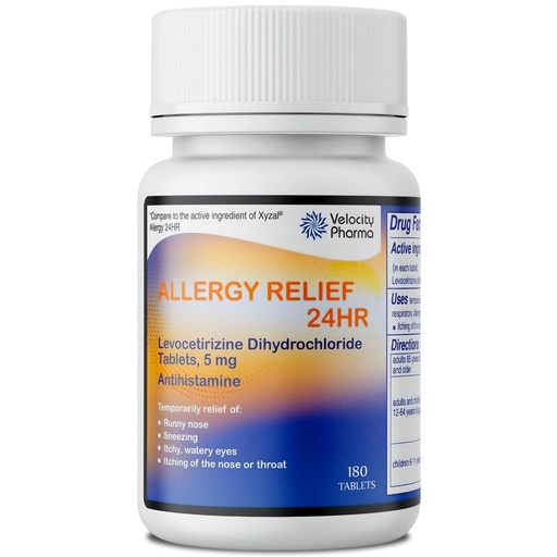 [BRSWYYA7BV6W2237] Levocetirizine Dihydrochloride 5mg USP Tablets, 24 Hour Allergy Relief Non-Drowsy Antihistamine, 180 Count