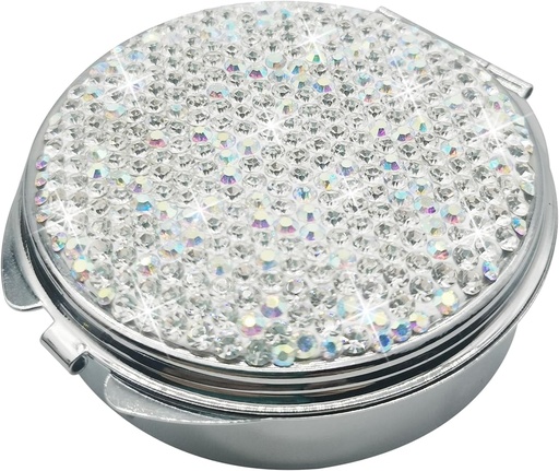 [BRSRO2QBC57BEYD2] Bling Pill Case for Purse Medicine Vitamiinikonteiner Hoidja Tasku Pill Juhtum Ümarmeditsiin Korraldaja Vitamiin / Kalaõlid / Lisa reisimeditsiini Kit (3 Kompartment Silver)