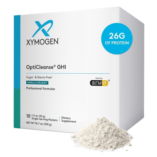 [BRSRMGQTCVYQ2HLP] XYMOGEN OptiCleanse GHI - Protein Powder for Digestive Health - Liver & Immune Support - B Vitamins & Plant-Based Protein - Gluten-Free - Vanilla Delight Flavor - 10 Servings