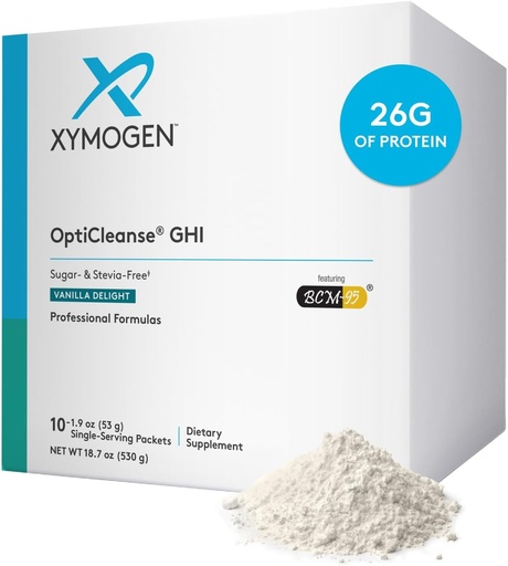 [BRSRMGQTCVYQ2HLP] XYMOGEN OptiCleanse GHI Detox Gut Cleanse - Vegan Protein Powder with Liquid Vitamins for Digestive Health, Immmune Support + Liver Support - Sugar Free and Gluten Free - Vanilla Delight (10 Packs)