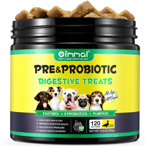 [BRSRMCAODEFRG33O] Probiotics for Dogs Digestive Health, Digestive Soft Chews for Dogs, Dog Probiotics and Digestive Enzymes, 120 Dog Chews Omega-3 & 6, Vitamin, Improve Digestion, Immunity