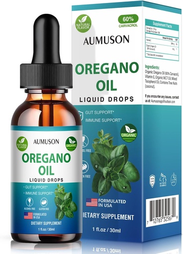 [BRSRAEAYC5YA22TB] Oregano Oil Liquid Drops with Carvacrol,Vitamin E - 6 Month Supply Oil of Oregano Drops Tincture Extract, Cleanse, Detox, Immune Support, Digestive Gut Health - Pure Vegan Herbal Oregano Oil 1oz
