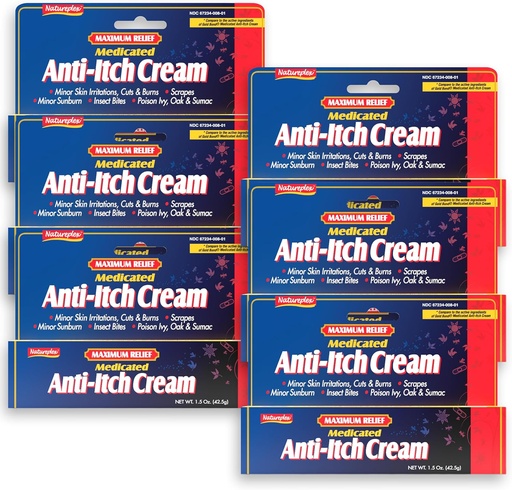 [BRSWGHDRAABBMAA3] Natureplex Maximum Relief Medicated Anti-Itch Cream 1.5oz (6 Pack) – Fast Relief for Rashes, Bites, Sunburn, Cuts, Burns, Poison Ivy & More – Cooling Menthol & Pramoxine – Made in USA