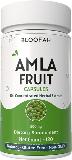 [BRSROCA2AB5WKAY6] Amla Fruit Capsules 500mg ← Concentrado 10:1 Extracto de Phyllanthus emblica Silencio Natural Herbal Suplemento Silencio No-GMO, Gluten-Free Silencio tradicional Fórmula (120 Cuenta (Pack de 1))