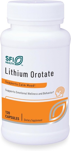 [BRSWIFAROUCAODTC] Klaire Labs SFI Health Lithium Orotate 4.8 מ"ג - May Help Balance Mood - Bioavailable Lithium Orotate תוסף - Trace מינרלים לקדם להתמקד, זיכרון, קוגניטיבית ו Mood תמיכה (120 קפסולות)