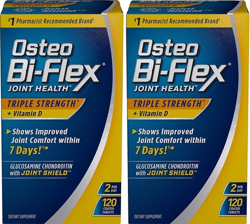 [BRSWGZYCCF5RMHTO] Osteo Bi-Flex Triple Strength w / Vitamin D, 120 Kaplamalı Tabletler (Pack of 2)
