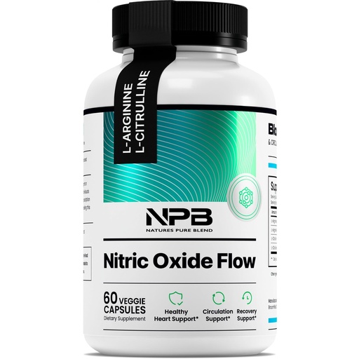 [BRSWYYYCPN5A4CA4] Nature's Pure Blend Nitric Oxide Supplements for Men – L-Arginine L-Citrulline – Heart Support & Flow Circulation Booster – 1500MG L Arginine and L Citrulline, Preworkout, Bodybuilding