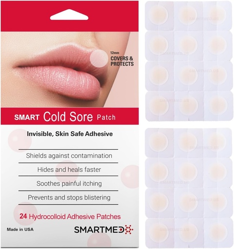 [BRSWGAD2AAHWAAAU] Smart Cold Sore Ošetření Patch Nápověda zabránit Brevent Breatouts, Soothe Stching and Burning CLANE124; Diskrétní, neviditelné, kůže bezpečné adhesive [24 Záplaty]