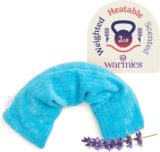 [BRSWKHYKCEAA2DTO] warmies Hot-Pak, Microwavable Neck Wrap - Heating & Cooling Plush Pad for Calming Relaxation - Weighted & Heated Neck Warmer with Scented Lavender - Microwave Heat Pad for Aches & Pain - Blue