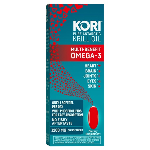 [BRSW22YHCV5AAEL6] Kori Krill Oil Omega 3 Supplement, Antarctic Krill Oil with Superior Absorption vs Fish Oil, 1200mg Softgels,EPA & DHA, 30 Softgels