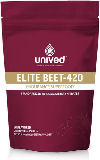 [BRSW2YY5C4IRMFLX] Unived Elite Beet-420 | Beetroot Extract standardized to 6.5% Dietary Nitrate, 420mg Nitrate Per Serving | Endurance Superfood for Athletes | Vegan, Caffeine-Free, Pre-Workout | 20 Servings