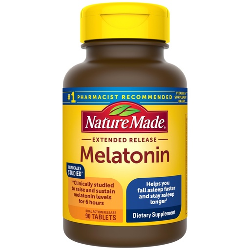 [BRSWYZY7OV5RM3QV] Nature Made Melatonin 4mg Extended Release Tablets, Sleep Supplements for Adults, 100% Drug Free Sleep Aid, 90 Count, 90 Day Supply