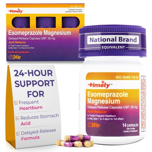 [BRSROHQPAF4GMAL5] TIME-Cap Labs 42 Capsules Esomeprazole Magnesium 20mg Delayed Release - Acid Reducer & Frequent Heartburn Relief for Adults, Helps with Acid Reflux & Heartburn