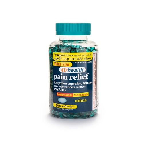 [BRSWYZ3QDICWA3DG] A+Health Mini Ibuprofen 200 Mg Softgels, Pain Reliever/Fever Reducer (NSAID), 500 Count