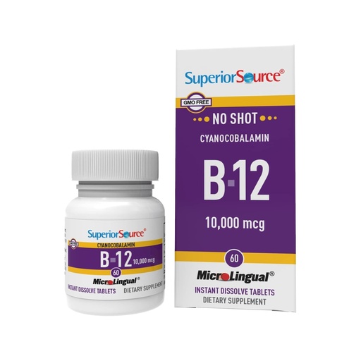 [BRSWIYITPJ7WYADM] Superior Source No Shot Vitamin B-12 Cyanocobalamin 10000 mcg - Vitamin B-12 to Support Energy Production, Brain Health & Overall Wellness - Sublingual Tablets - 60 Dissolvable Tablets