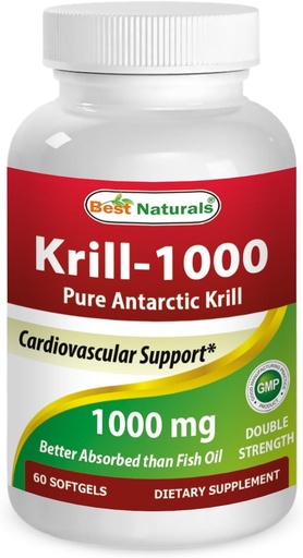 [BRSWIHT5AZ6AMCTK] Best Naturals Krill Oil Soft Gel, 1000 mg, 60 Count