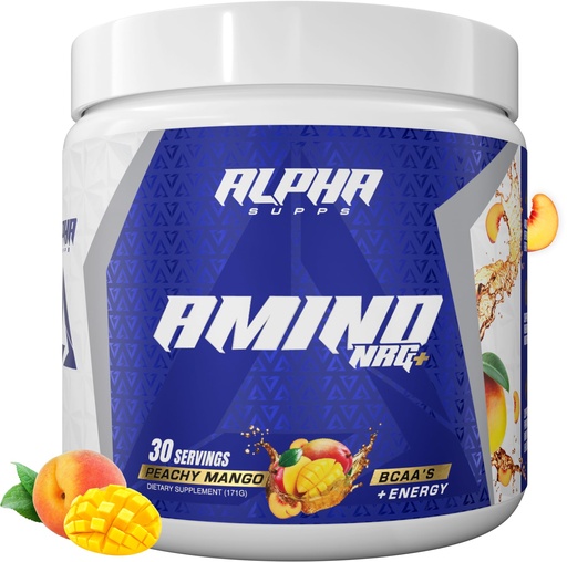[BRSRAAYPAR5G2HT6] Alpha Supps Amino NRG+ BCAA Amino Energy Recovery Powder - Hydration Blend with Electrolytes - Focus Blend for Optimal Performance Support in Men & Women (30 Servings, Peachy Mango)