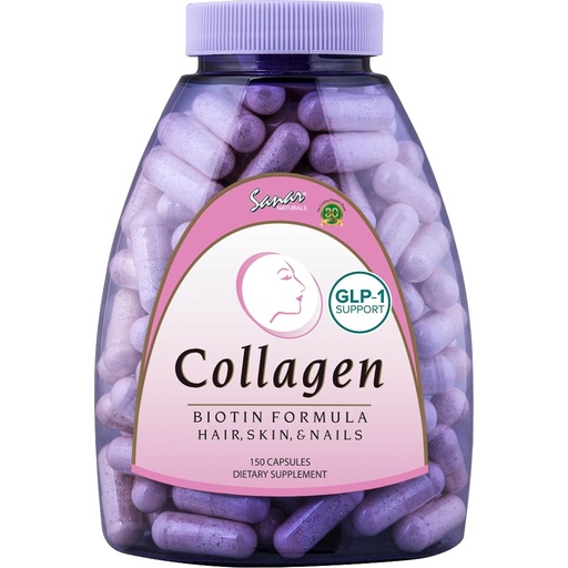 [BRSW2CACCICBEEIZ] Sanar Naturals Collagen Biotin Supplement Pills, 150 Capsules | Supports Hair Growth, Skin, Nails and Joints | Hydrolyzed Collagen Peptides with Biotin and Vitamin C, Grass Fed, Non GMO