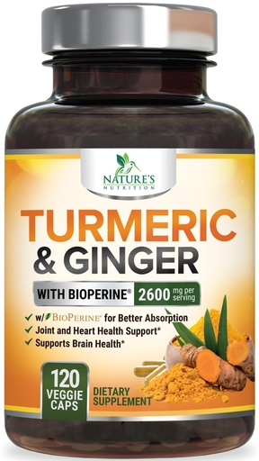[BRSW2GQQCUIQ4HTU] Turmeric Curcumin Supplement - 2000mg Organic Turmeric Per Serving - 95% Curcuminoids, Ginger & BioPerine Black Pepper for Best Absorption - Natural Vegan Joint Support, Bottled in USA - 120 Capsules