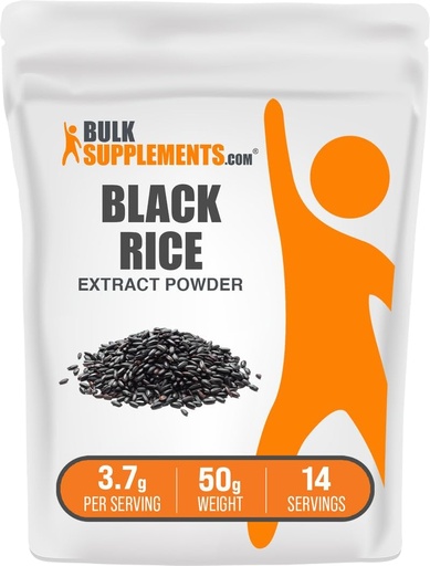 [BRSWGZQCCMHGY2YU] BulkSupplements.com Black Rice Extract Powder - Black Rice Powder, Gluten Free Supplement - Unflavored, 3.7g per Serving, 50g (1.8 oz) (Pack of 1)