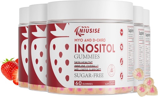 [BRSRAEA2BUBAYE3G] Inositol Gummie, Inositol-Ergänzung mit Myo-Inositol & D-Chiro Inositol + Vitamin D3, Ideal 40:1 Ratio, mit Magnesium Glycinat 400mg, Unterstützt regelmäßigen Zyklus für Frauen, Vegan, 5 Pack