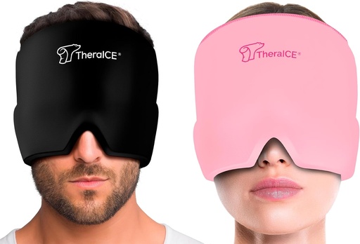 [BRSW2EALCACBE3T5] TheraICE Migraine Relief Cap, Soothing Headache Ice Pack Mask Products, Cooling Gel Hat, Face Cold Compress Head Wrap for Tension, Stress & Hangover