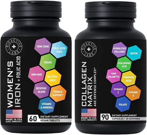 [BRSROGI6BECWYYI2] Krása kolagen komplex a vegan železné doplňky pro ženy - Věk obrany Bundle