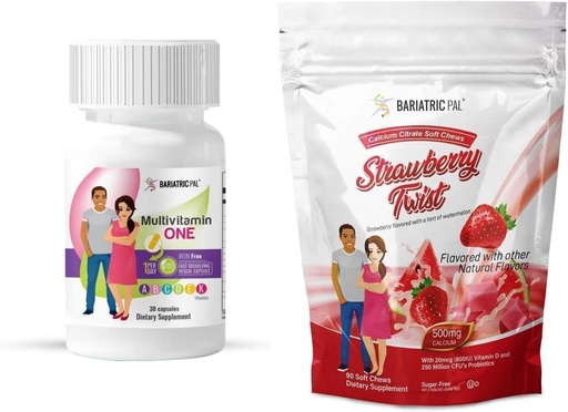 [BRSW2HYEBYIQ2AY4] BariatricPal Duodenal Switch Complete 30-Day Supply Vitamin Pack (Iron-Free Capsule Calcium Citrate Soft Chews with Probiotics - Strawberry Twist)
