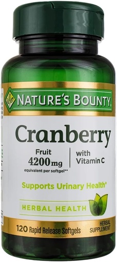 [BRSWIAYOPIAQ42Y5] La recompensa de la naturaleza Cranberry Fruit Softgels 4200mg más Vitamina C, 100 cuentan