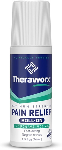 [BRSROAYNA4NBSDTJ] Theraworx מקסימום כוח להקל על רול-על עם Lidocaine, Fast-Acting - 2.5 Oz - 1 Count
