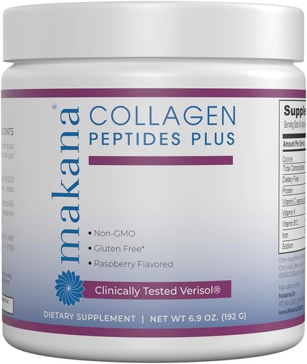 [BRSRM2QLOYCQEAI4] Makana Collagen Peptides Plus – con Verisol®, Vitamina C, Ácido Hialurónico " Aminoácidos – Apoya el cabello, la piel, las uñas, " Juntas, 30 Servimientos – Sabor de frambuesa